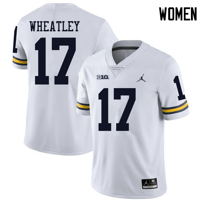 Jordan Brand Women #17 Tyrone Wheatley Michigan Wolverines College Football Jerseys Sale-White